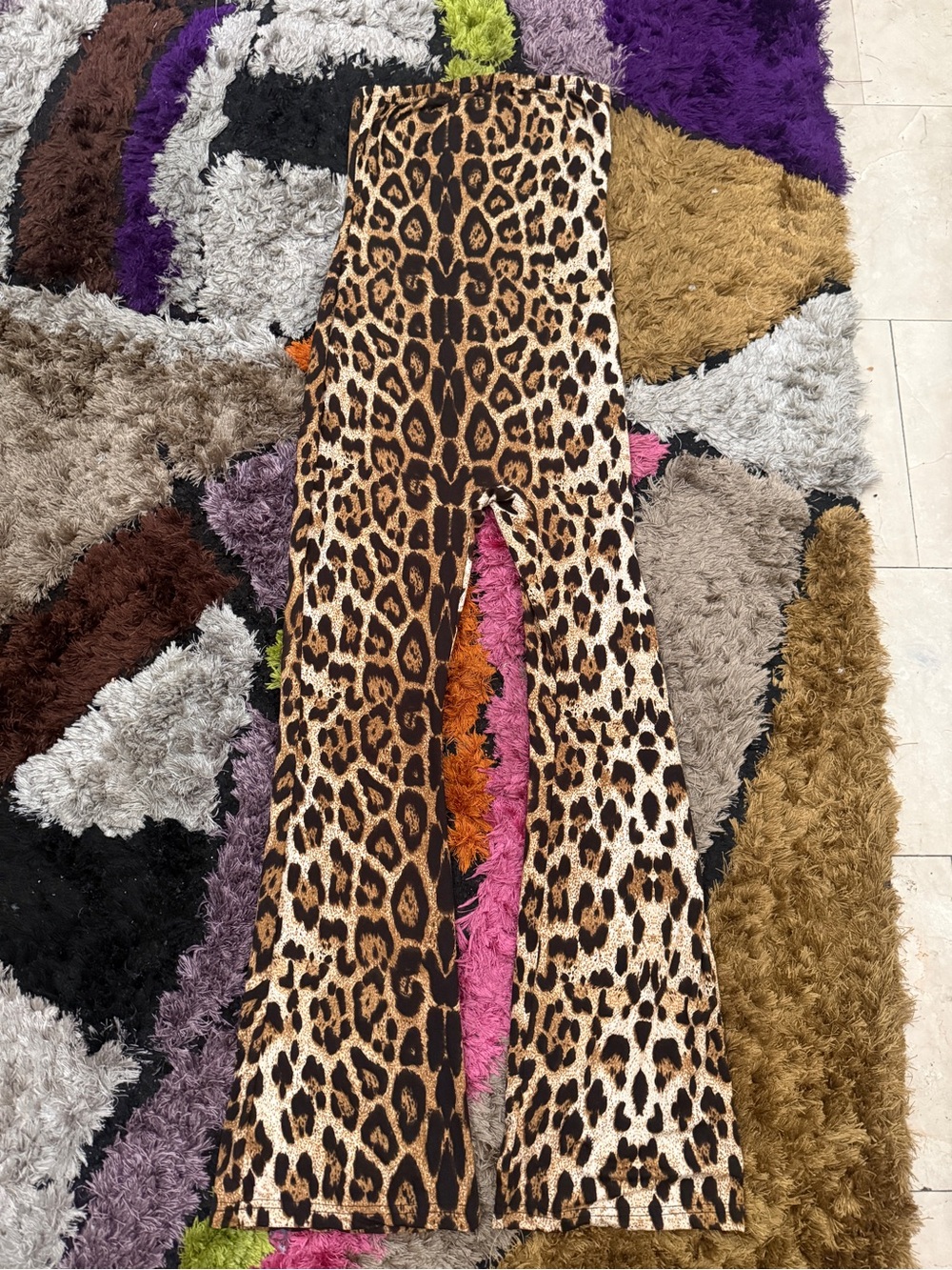 Leopard Print Wide-Leg Jumpsuit - Brown